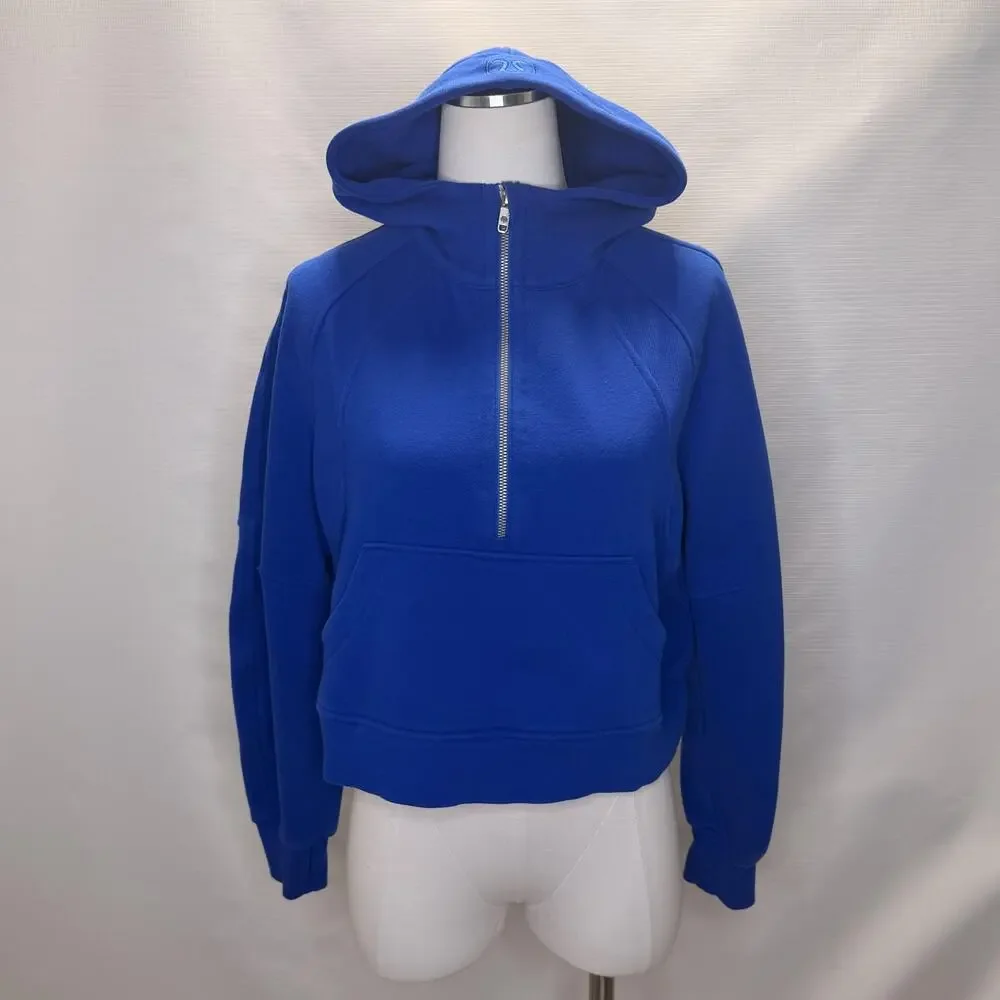Lululemon Scuba Hoodie Womens XS/S Blue 1/2 Zip Cropped Pullover Thumbholes